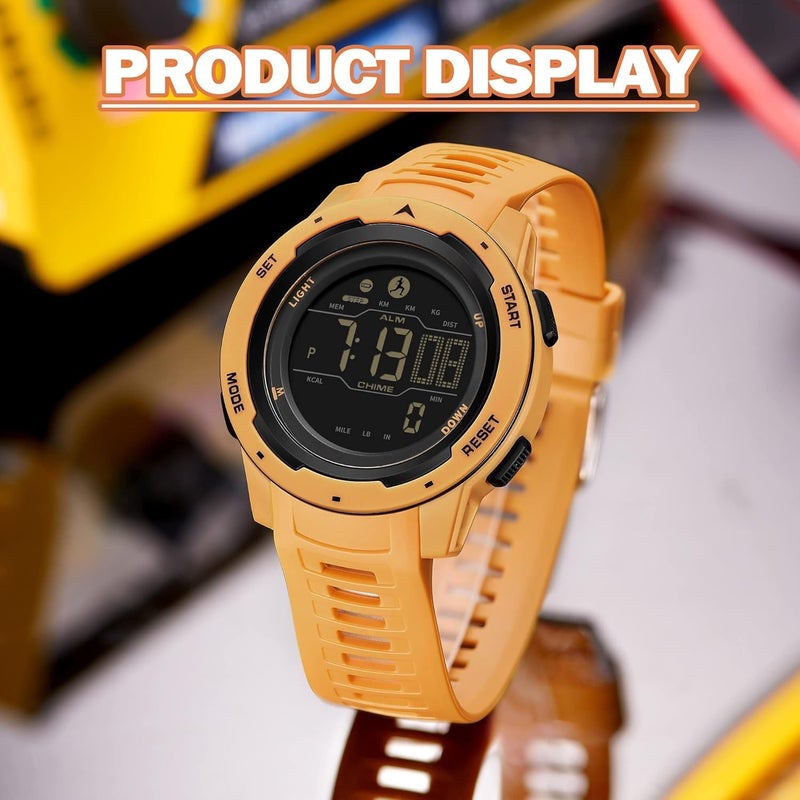 findtime Men's Digital Watch Waterproof Pedometer Watches Sport Watch Step Counter Calorie Military Watch with Stopwatch Alarm LED Backlight Countdown - Image 5
